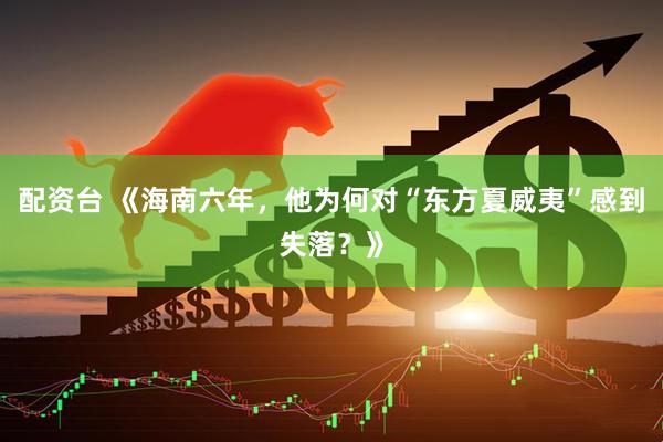 配资台 《海南六年，他为何对“东方夏威夷”感到失落？》